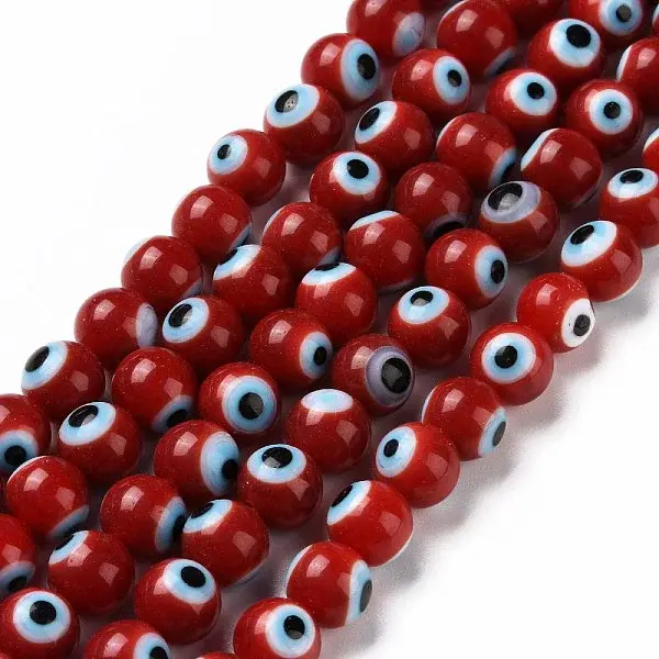 Handmade Evil Eye Lampwork Round Bead Strands