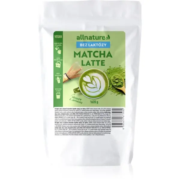 Allnature Matcha Latte bez laktózy prášek na přípravu nápoje vegan 1620 g