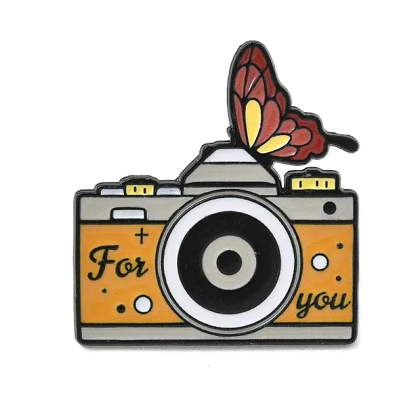 Camera with Butterfly Enamel Pins
