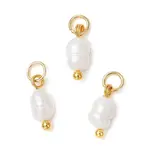 Natural Cultured Freshwater Pearl Potato Charms with Brass Jump Rings