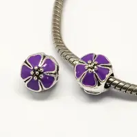 Alloy Enamel Flower Large Hole Style European Beads