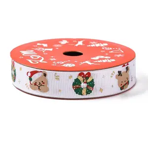 5 Yards Christmas Polyester Printed Grosgrain Ribbon