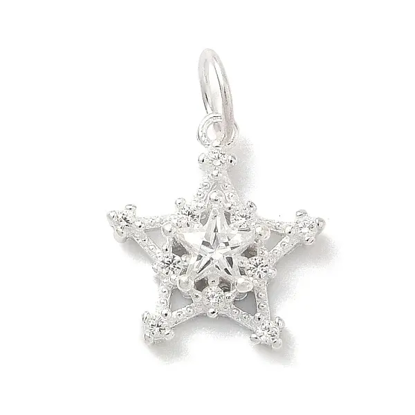 925 Sterling Silver Pave Clear Cubic Zirconia Charms
