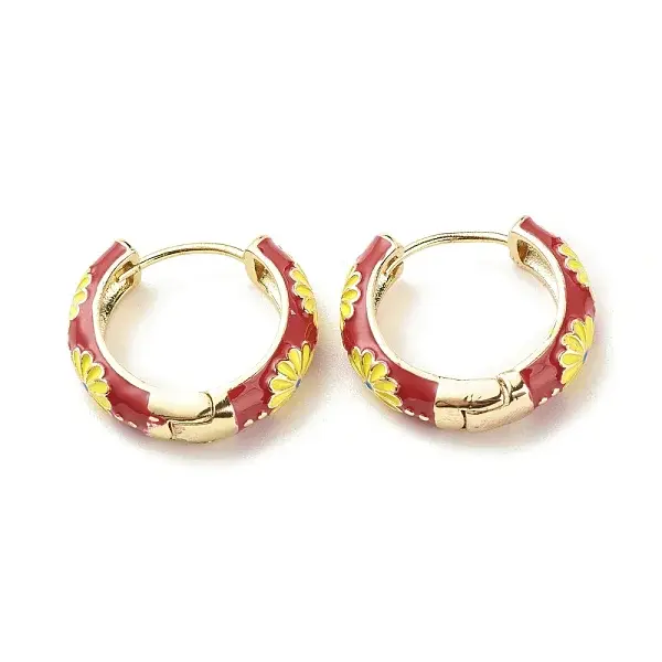 Daisy Flower Enamel Hoop Earrings