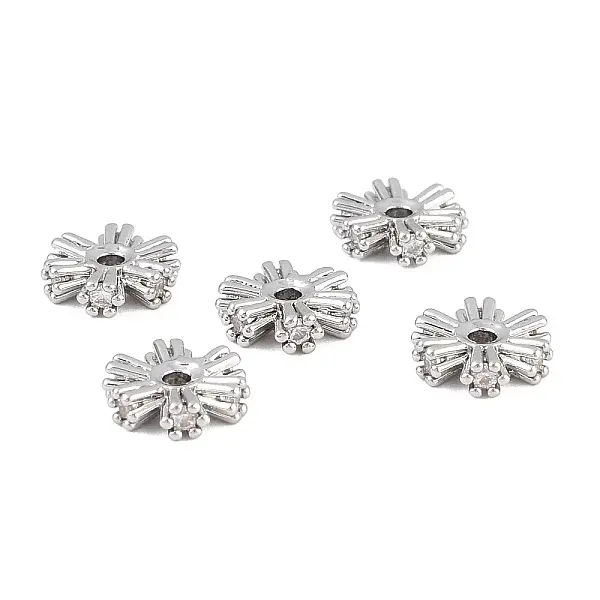 Brass Micro Pave Cubic Zirconia Beads