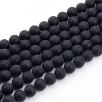 Dyed & Heated Natural Black Agate Bead Strands