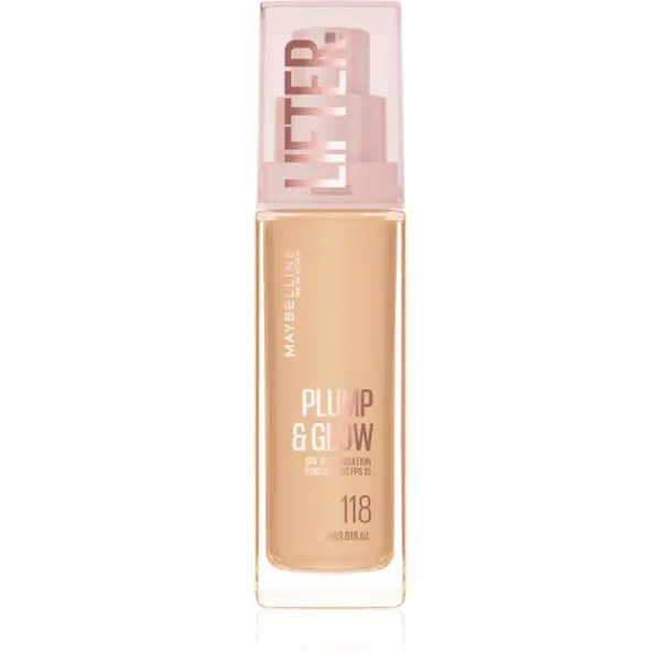 MAYBELLINE NEW YORK Lifter Plump & Glow rozjasňujúci make-up pre prirodzený vzhľad odtieň 118 30 ml