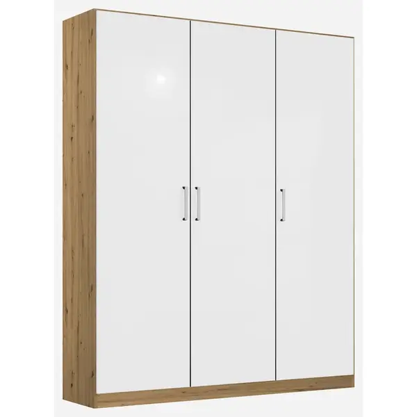 Rauch Möbel ŠATNÍ SKŘÍŇ S OTOČNÝMI DVEŘMI, dub artisan, vysoce lesklá bílá, 136/210/54 cm