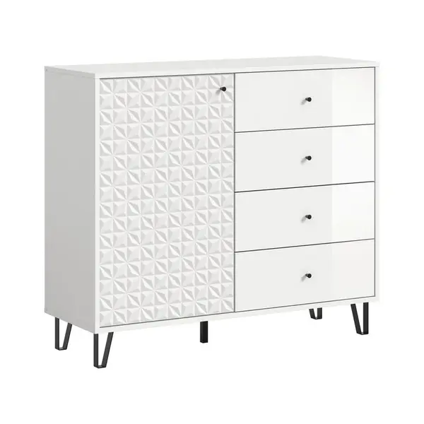 Livetastic VYSOKÁ KOMODA, vysoce lesklá bílá, 110/96/40 cm