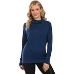 KILPI JANNU Dámsky rolák s dlhým rukávom z merino vlny, tmavo modrá, veľkosť