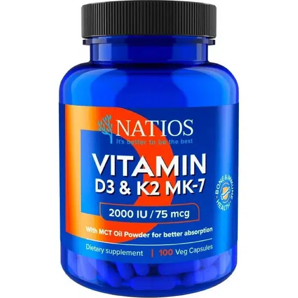 NATIOS Vitamin D3 & K2 MK-7 2000 IU / 75 mcg 100 kapslí