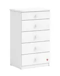 Vysoká šuplíková komoda vendella - bílá