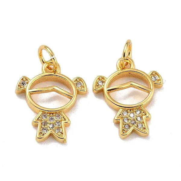 Brass Micro Pave Clear Cubic Zirconia Charms