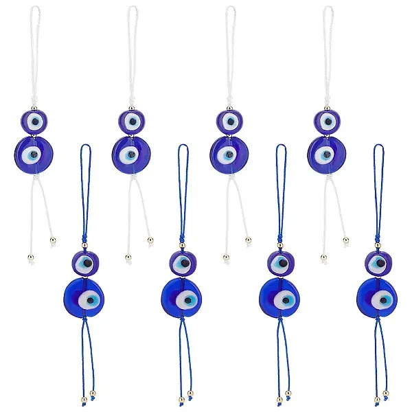 8Pcs 2 Colors Handmade Evil Eye Lampwork Pendant Decorations