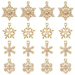 16Pcs 4 Styles Brass Micro Cubic Zirconia Charms