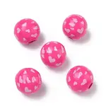 Valentine's Day Spray Painted & Printed Wood European Beads