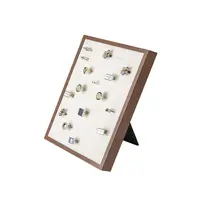 50-Slot Foldable Retangle Wood Slant Back Ring Display Frame