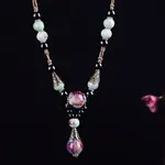 Alloy & Porcelain Teardrop Pendant Beaded Necklaces for Women