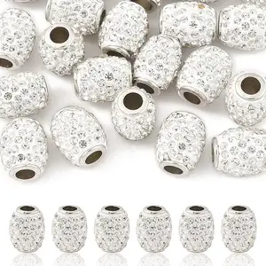 20Pcs Handmade Polymer Clay Rhinestone European Beads