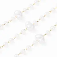 304 Stainless Steel & ABS Plastic Pearl Round & Nuggets Bead Cable Chains