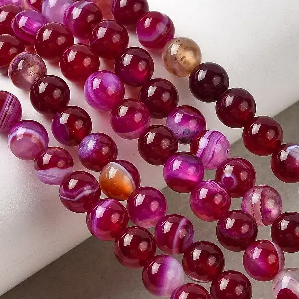 Natural Banded Agate Beads Strands