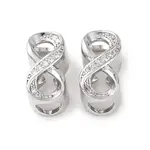 Brass Micro Pave Clear Cubic Zirconia European Beads