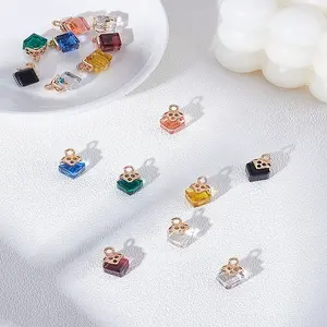 16Pcs 8 Colors Glass Pendants