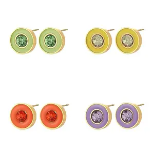 304 Stainless Steel Enamel Stud Earrings