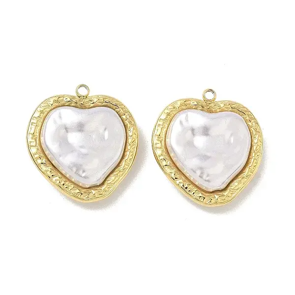 304 Stainless Steel with ABS Plastic Pearl Pendants