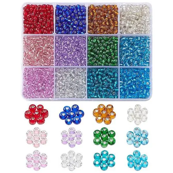 3456Pcs 12 Colors Transparent Glass Seed Beads