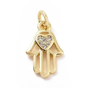 Brass Micro Pave Cubic Zirconia Palm Charms