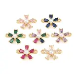 Brass Micro Pave Cubic Zirconia with Plastic Pearls Connector Charms