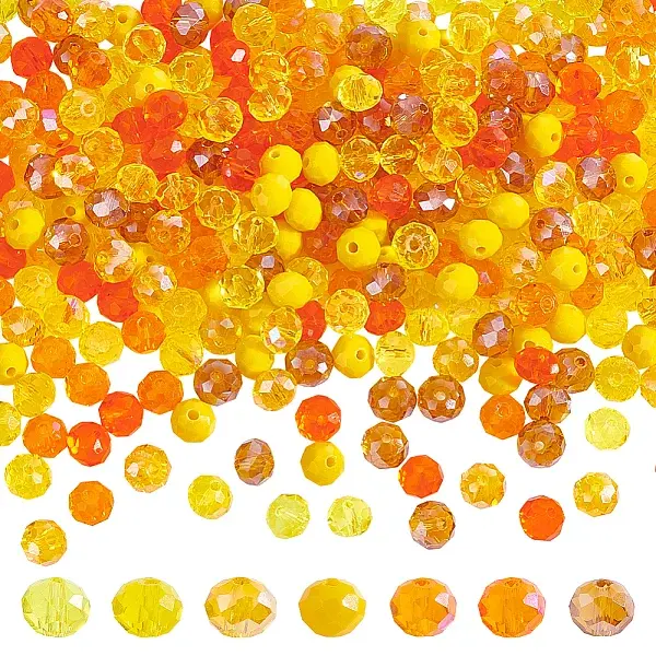 7 Strands 7 Style Electroplate Transparent & Opaque Solid Color Glass Beads Strands