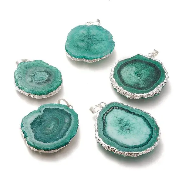 Dyed Natural Druzy Solar Quartz Crystal Pendants