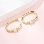 Oval 925 Sterling Silver Micro Pave Clear Cubic Zirconia Hoop Earrings