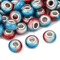 Two Tone Opaque Resin Rondelle European Beads