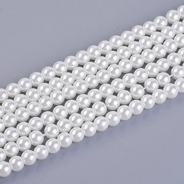Eco-Friendly Dyed Glass Pearl Round Bead Strands