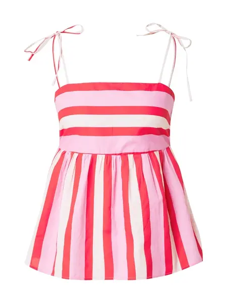 PIECES Top 'PCAmina'  ružová / krvavo červená / biela