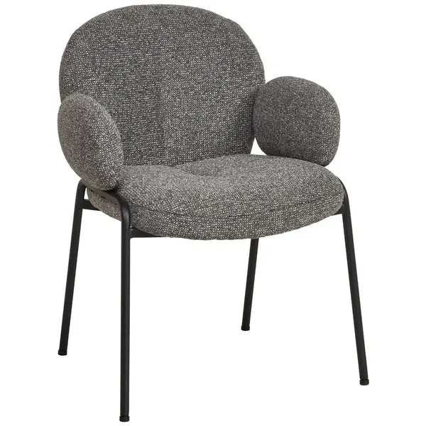 MID.YOU ŽIDLE S PODRUČKAMI, železo, vzhled lnu, černá, tmavě šedá