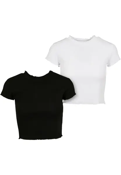 Women's T-shirt Cropped Rib 2-Pack black/white