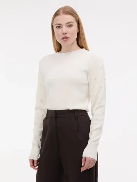 Krémový dámsky sveter s aplikáciou ORSAY
