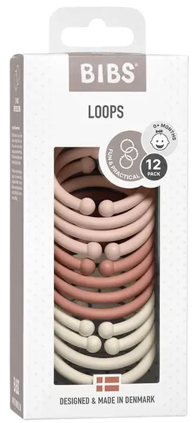BIBS Loops Kroužky, Blush/ Woodchuck/ Ivory 12 ks