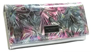 Dámská koženkovo/kožená peněženka růžovo/stříbrná - Peterson Glafira