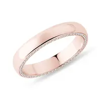 Dámska svadobná obrúčka z ružového zlata s diamantmi po obvode KLENOTA