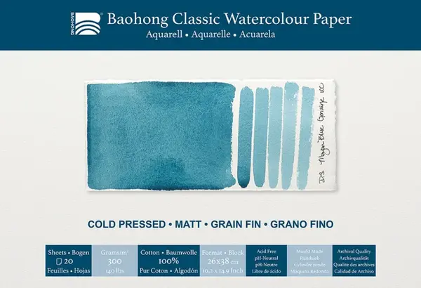 Akvarelový blok Baohong Classic 26x38cm cold pressed 300g