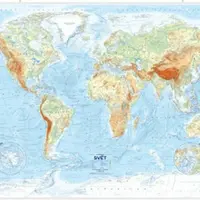 Svět – reliéf a povrch – nástěnná mapa