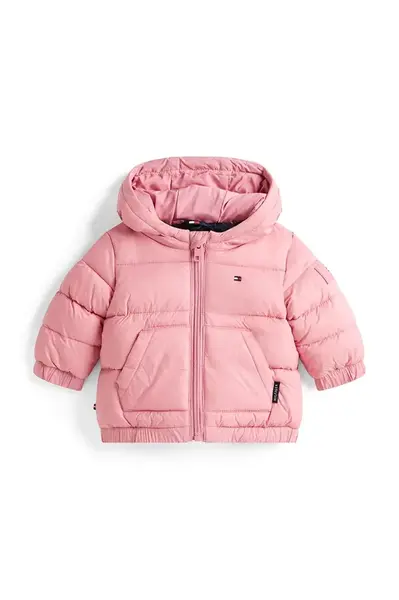 Kojenecká bunda Tommy Hilfiger růžová barva, KN0KN02061