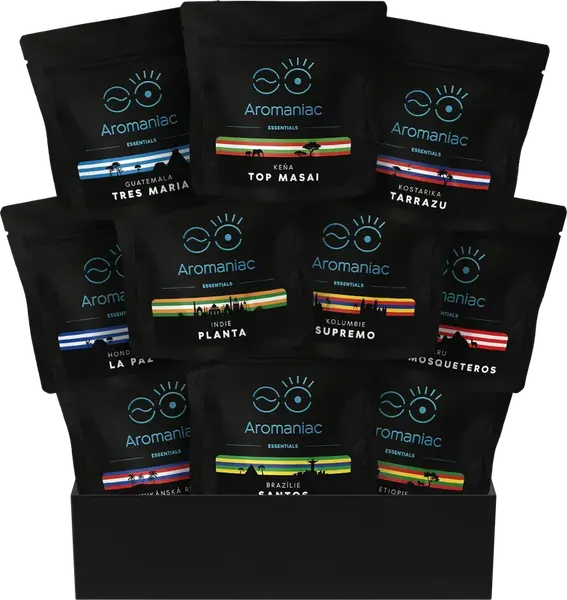 AROMANIAC Degustační balíček Aromaniac Nekyseláč¹⁰ v dárkové krabici 10 x 50 g