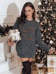Sweter damski one size MIU MIU z napsiem grafitowy Dstreet