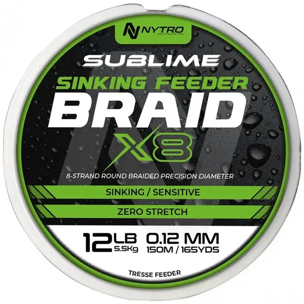 Nytro šňůra sublime x8 sinking feeder braid 150 m - 0,12 mm 5,9 kg